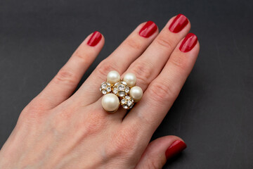 Fancy ring background, old vintage jewelry concept, promotional photo for an online jewelry store	