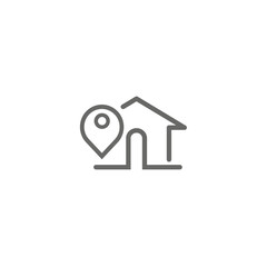 House icon with location for real estate.
