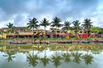  A boatings harbor serving tourists in the ancient town of Hoi An, Quang Nam Province, Vietnam

