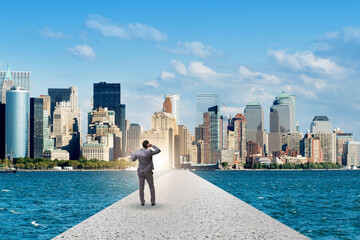 Businessman in the ambition and determination concept