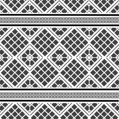 black and white Thai fabric pattern Seamless background and wallpaper