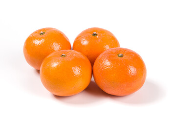 Fresh mandarin orange fruit isolated on white background.
