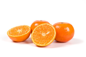 Fresh mandarin orange fruit isolated on white background.
