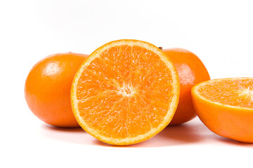 Fresh mandarin orange fruit isolated on white background.