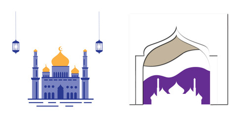 mosque religion logo template abstract vector illustration design