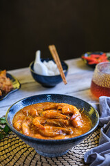 udang saus padang or prawn in padang sauce. Padang is the name city in sumatera barat, Indonesia