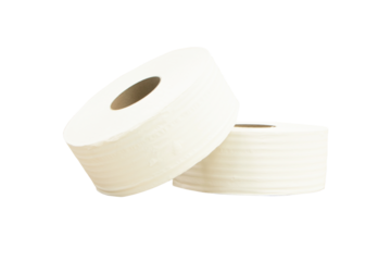 Toilet paper large or tissue roll sanitary  and household, Close up detail  clean toilet paper roll. Isolated on cut out PNG. Tissue is lightweight paper or light crepe paper. 