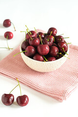 fresh red cherry , selective focus