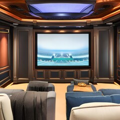 A home theater with a giant screen and stadium seating for the ultimate experience2, Generative AI