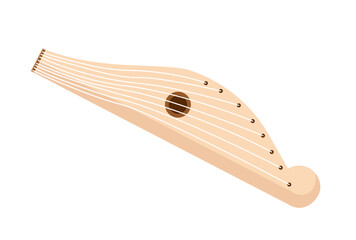 Beige harp concept. Wooden and luxurious stringed instrument for playing classical music, pieces and melody. Creativity and art. Acoustic performance. Cartoon flat vector illustration