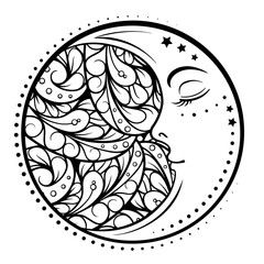 Ethnic cresent moon motif. Antistress coloring page