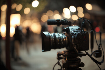 Camera with out focused background , media and video industry, content creator, photography