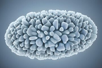 Microworld microbiological illustration of viruses or bacteria. Generative AI