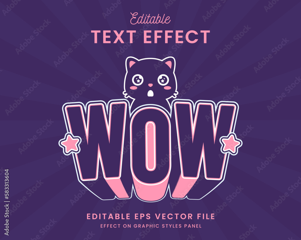 Poster decorative editable cat text effect vector design