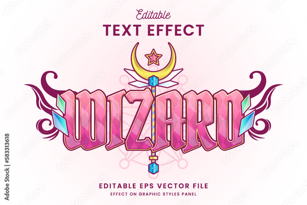 Poster decorative editable wizard text effect vector design