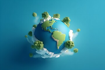 Planet Earth 3D illustration, World Earth Day background, generative ai illustration