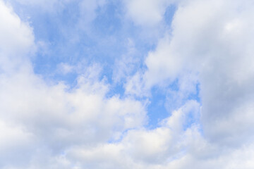 Blue sky with clouds in daylight symbolizing tranquility purity peaceful atmosphere sending a beautiful message from the heavens through nature and clouds during springtime with environmental beauty