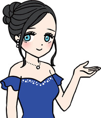 紹介する青いドレスのキャバ嬢