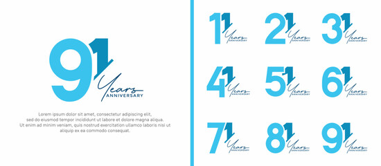 set of anniversary logo style blue color on white background for special moment