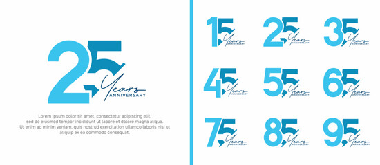 set of anniversary logo style blue color on white background for special moment