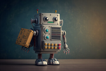 returning to school idea. a metal robot with a programmable electronic board. electronics and robotics. DIY robots. Education in STEM and STEAM for children. There is no text here