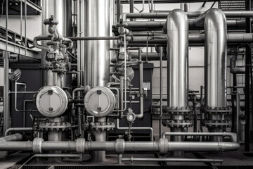 Industrial Chemical Plant with Pipes and Valves, generative ai