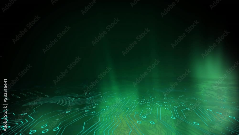 Poster Animation of abstract pattern over close-up view circuit board against black background