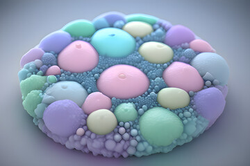 Microworld microbiological illustration of viruses or bacteria. Generative AI