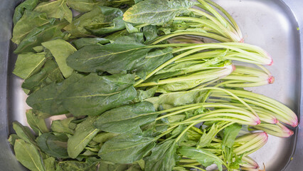 しなびたホウレン草を水にさらして復活させるイメージ