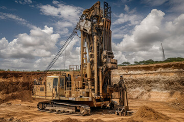 Fototapeta na wymiar large drilling rig in a mining site extracting minerals from the earth's surface, generative ai