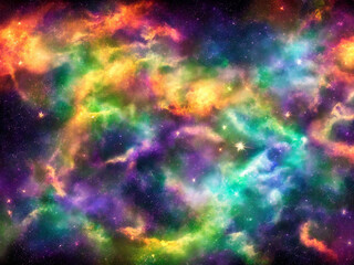 Fototapeta na wymiar Colorfull space and clouds