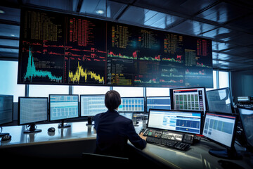 Oil and gas trading floor with traders analyzing charts, monitoring prices, and making deals, generative ai - obrazy, fototapety, plakaty