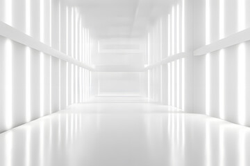 Big empty white room. Generative AI