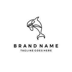 Black line icon for dolphin vector illustration