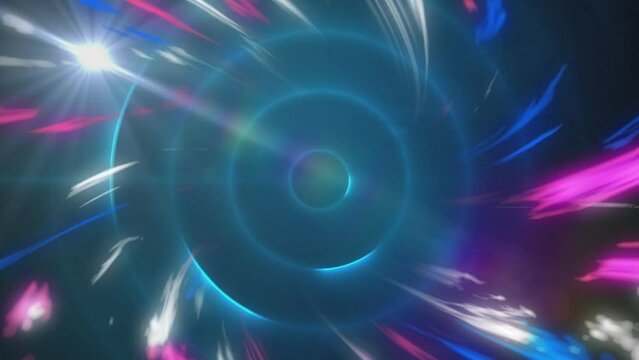 Animation of light trail and blue circles