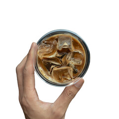 isolate a glass of coffee on white background