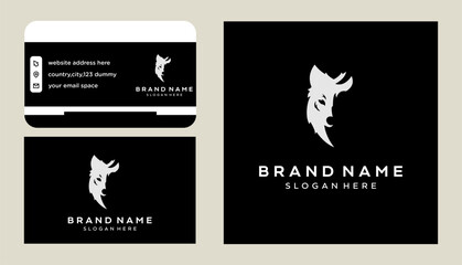 wolf face logo design template vector illustration © Diavolorosso