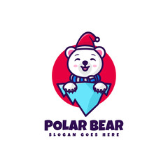 Vector Logo Illustration Polar Bear Mascot Cartoon Style.