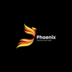 Vector Logo Illustration Phoenix Gradient Colorful Style.