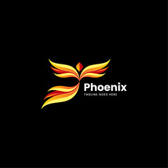 Vector Logo Illustration Phoenix Gradient Colorful Style.