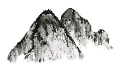 watercolor painting abstract ink landscape mountain fog .Traditional oriental chinese painting. asia art style.png.	