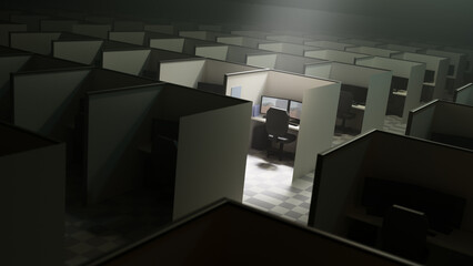 3D Picture of Depressing Office