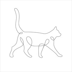 Cat in one line drawing style. Abstract and minimalist cat icon. Contunuous line drawing of cat. Vector illustration