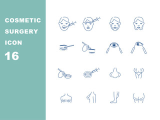set of cosmetic surgery icons - obrazy, fototapety, plakaty