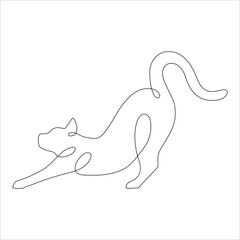 Cat in one line drawing style. Abstract and minimalist cat icon. Contunuous line drawing of cat. Vector illustration