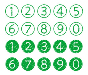 クレヨン素材　手描きの数字アイコンセット