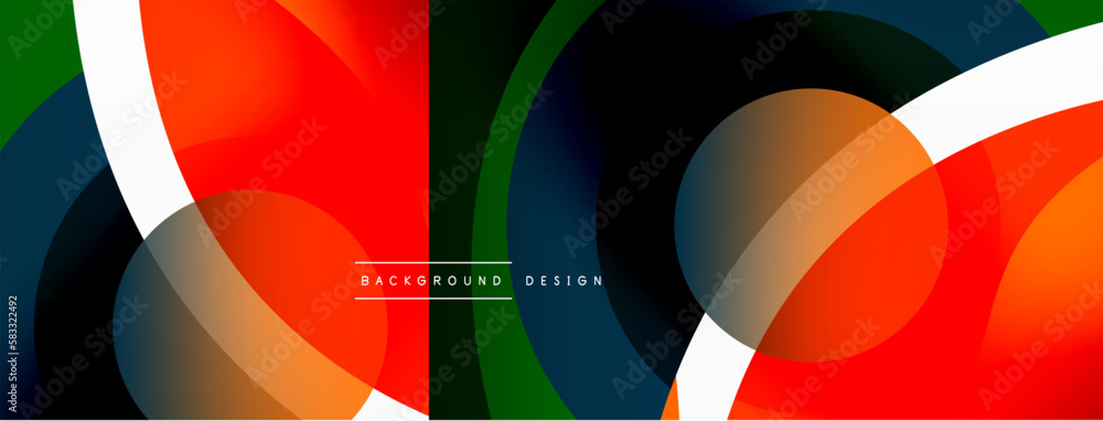 Wall mural abstract background with color geometric shapes. beautiful minimal backdrop with round shapes circle