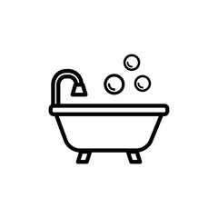 Bathtub icon vector logo design template flat style