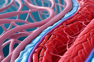 The vascular system in an artery close up. Generative AI
