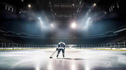 people walking in the ice field hockey player stadium atmosphere generative AI